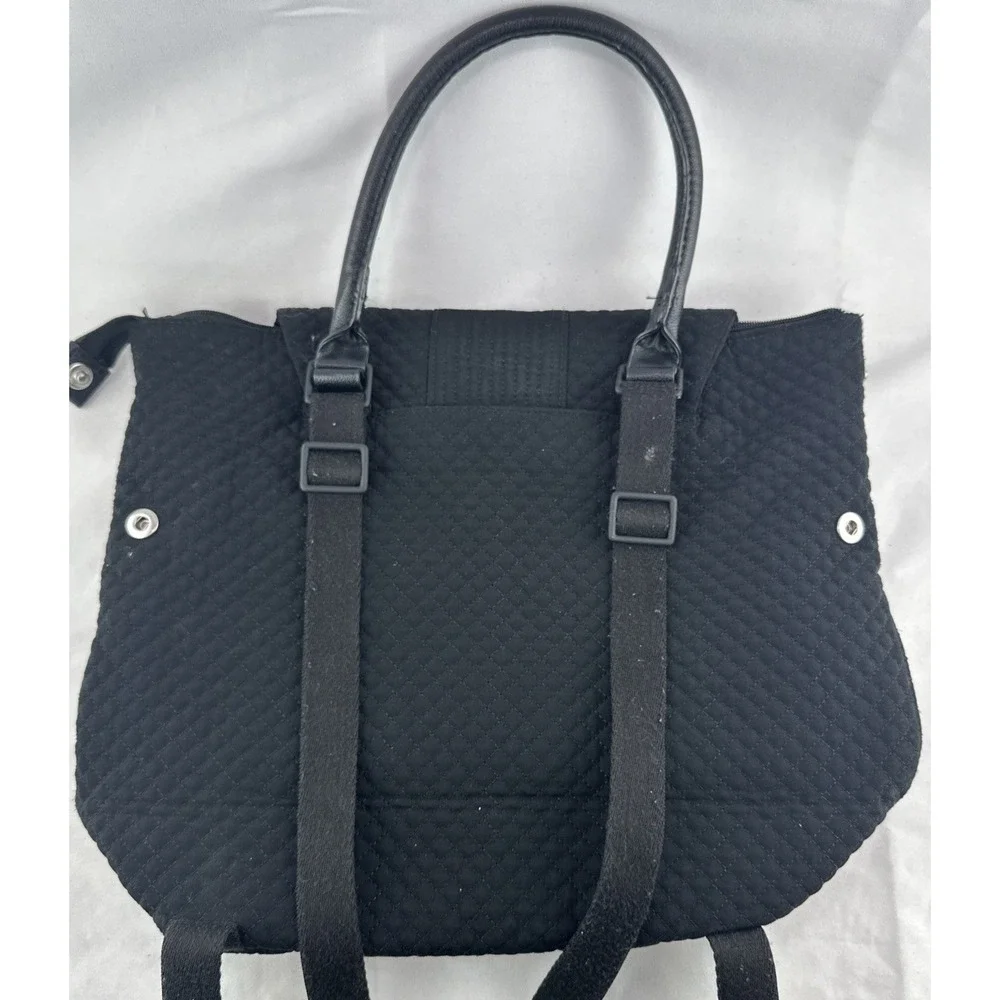 Vera Bradley Change It Up Backpack in Black Quilted Fabric Zip Closure‎